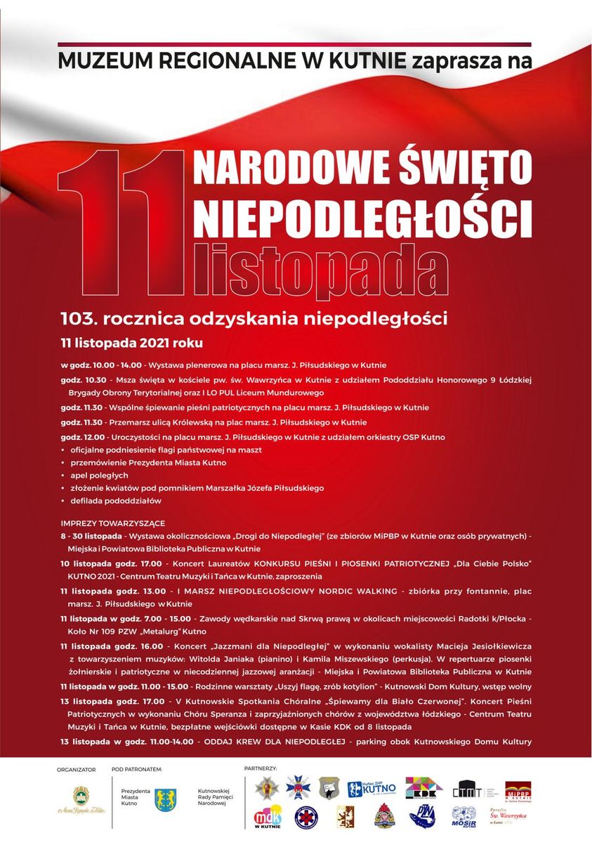 Święto Niepodległości 2021: przegląd wydarzeń w Kutnie i okolicach 