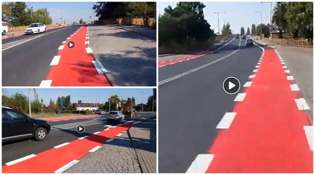 [WIDEO] Pojawiły się pierwsze pasy dla rowerów w mieście - Zdjęcie główne