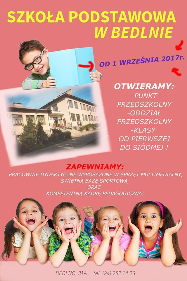 Szkoła Podstawowa w Bedlnie zaprasza - Zdjęcie główne