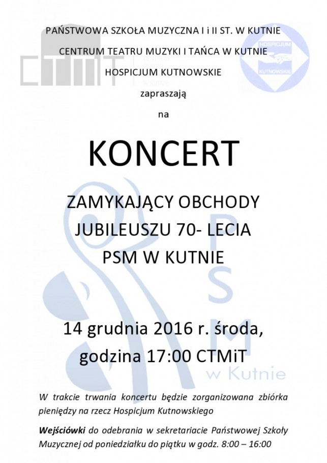 Koncert zamykający obchody Jubileuszu 70-lecia PSM w Kutnie - Zdjęcie główne