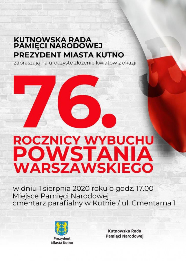 Kutno odda cześć Powstańcom Warszawskim - Zdjęcie główne
