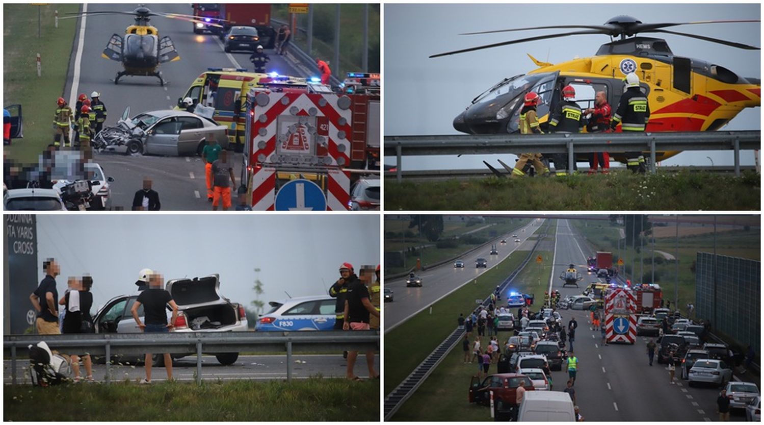 Osobówka zderzyła się z ciężarówką: na autostradzie pod Kutnem lądował śmigłowiec. Wśród poszkodowanych dziecko [ZDJĘCIA] - Zdjęcie główne