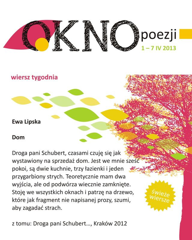 Wiersz Ewy Lipskiej w Oknie Poezji - Zdjęcie główne