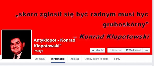 Polityczna walka na Facebooku. Kłopotowski ma swój anty-fanpage - Zdjęcie główne