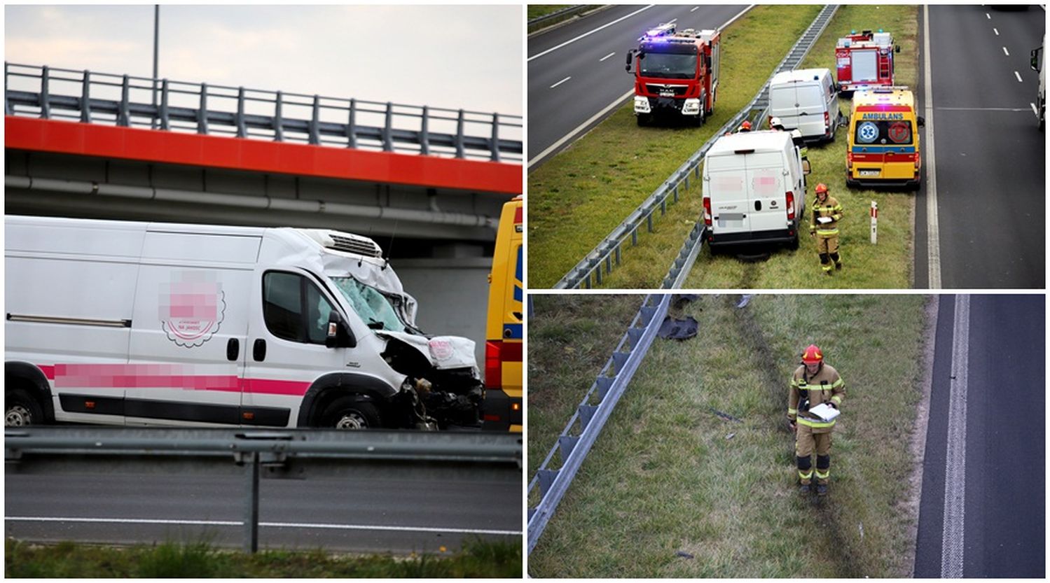 Samochód dostawczy zderzył się z ciężarówką. Jedna osoba ranna i akcja służb pod Kutnem [ZDJĘCIA] - Zdjęcie główne