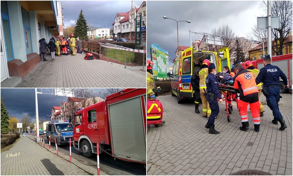 Służby ratunkowe w centrum Kutna. Pijana kobieta przetransportowana do szpitala [ZDJĘCIA] - Zdjęcie główne