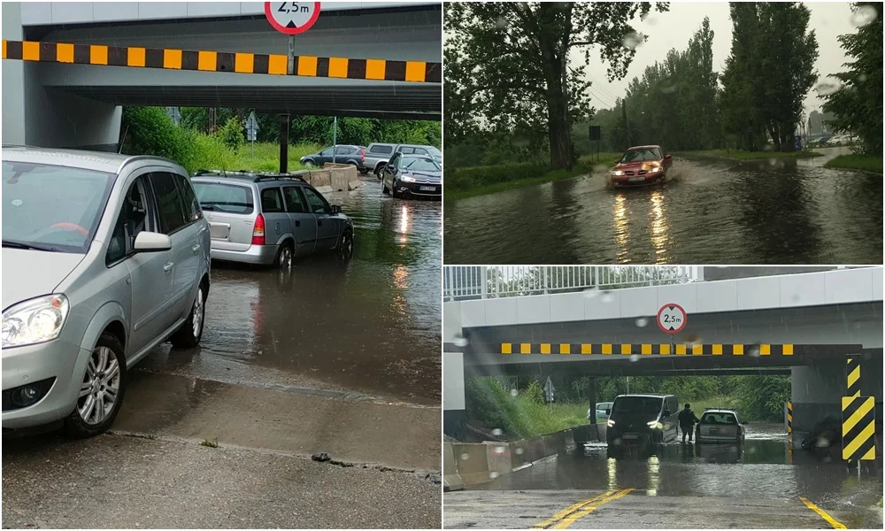 Zalane ulice, auto utknęło pod wiaduktem. Nawałnica dała się we znaki [FOTO] - Zdjęcie główne