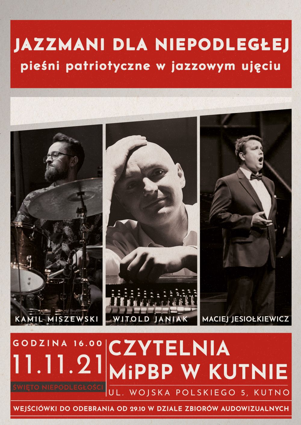 „Jazzmani dla niepodległej”: szykuje się wyjątkowy koncert w kutnowskiej bibliotece