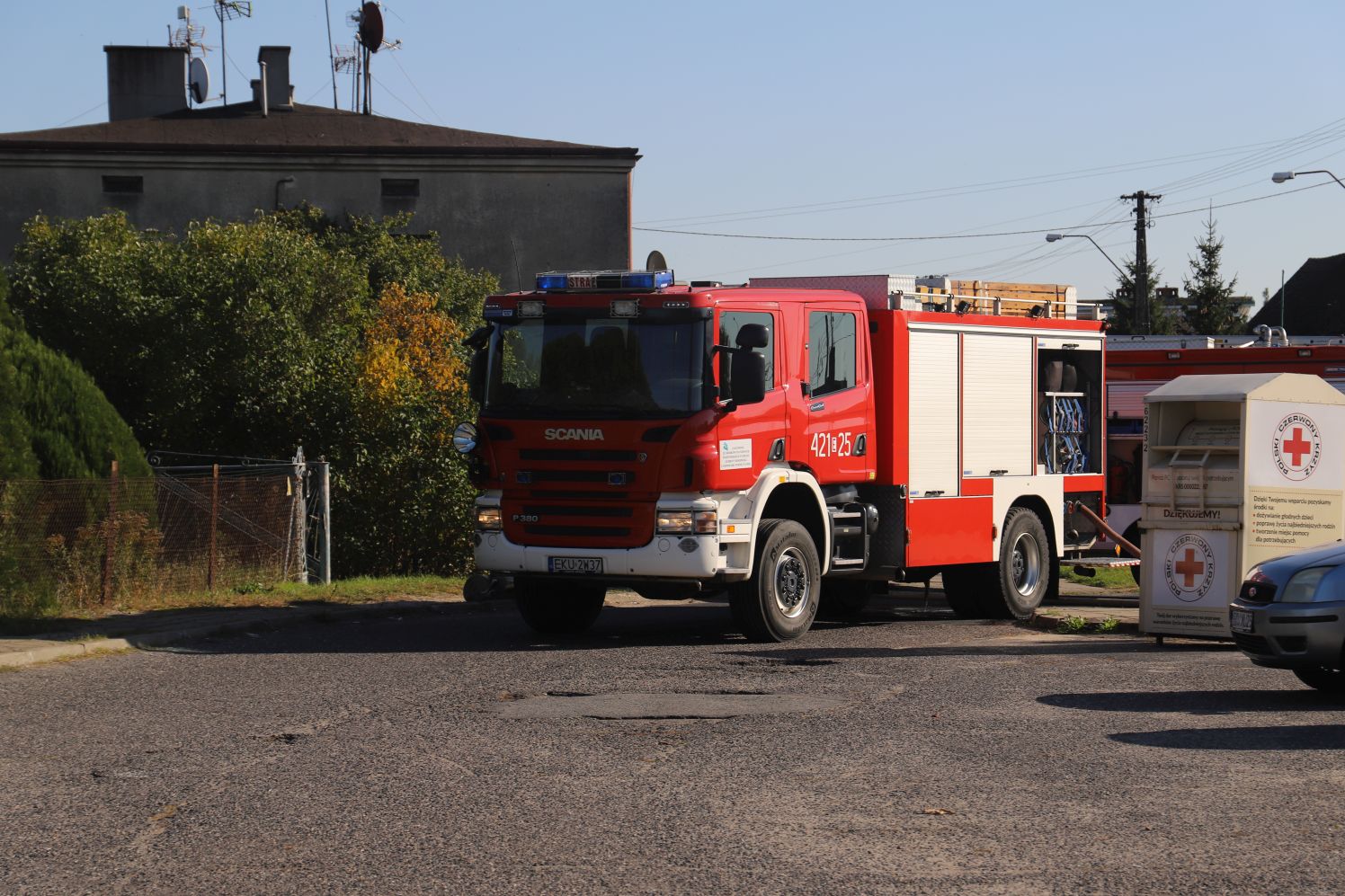 Pożar na Łąkoszynie. Na miejscu kilka zastępów straży pożarnej