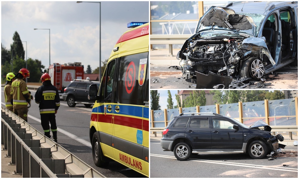 Kraksa z udziałem dwóch aut na wiadukcie. Są osoby poszkodowane [ZDJĘCIA] - Zdjęcie główne