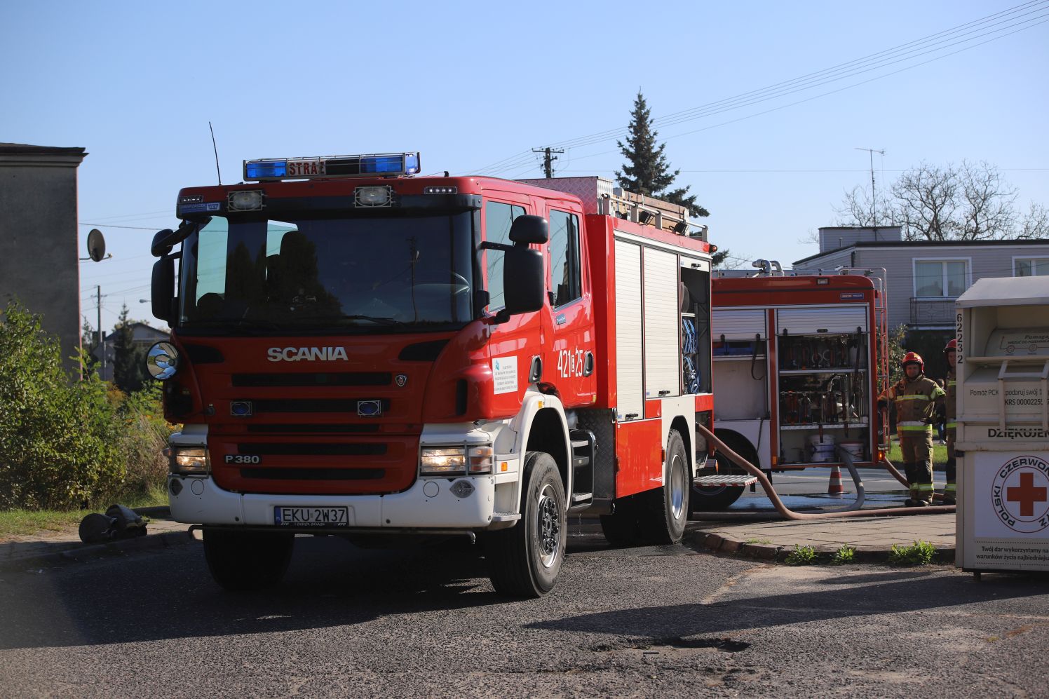 Pożar na Łąkoszynie. Na miejscu kilka zastępów straży pożarnej