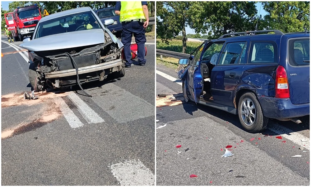 Wypadek na DK 92 w powiecie kutnowskim. Zderzyły się dwa auta osobowe [ZDJĘCIA] - Zdjęcie główne