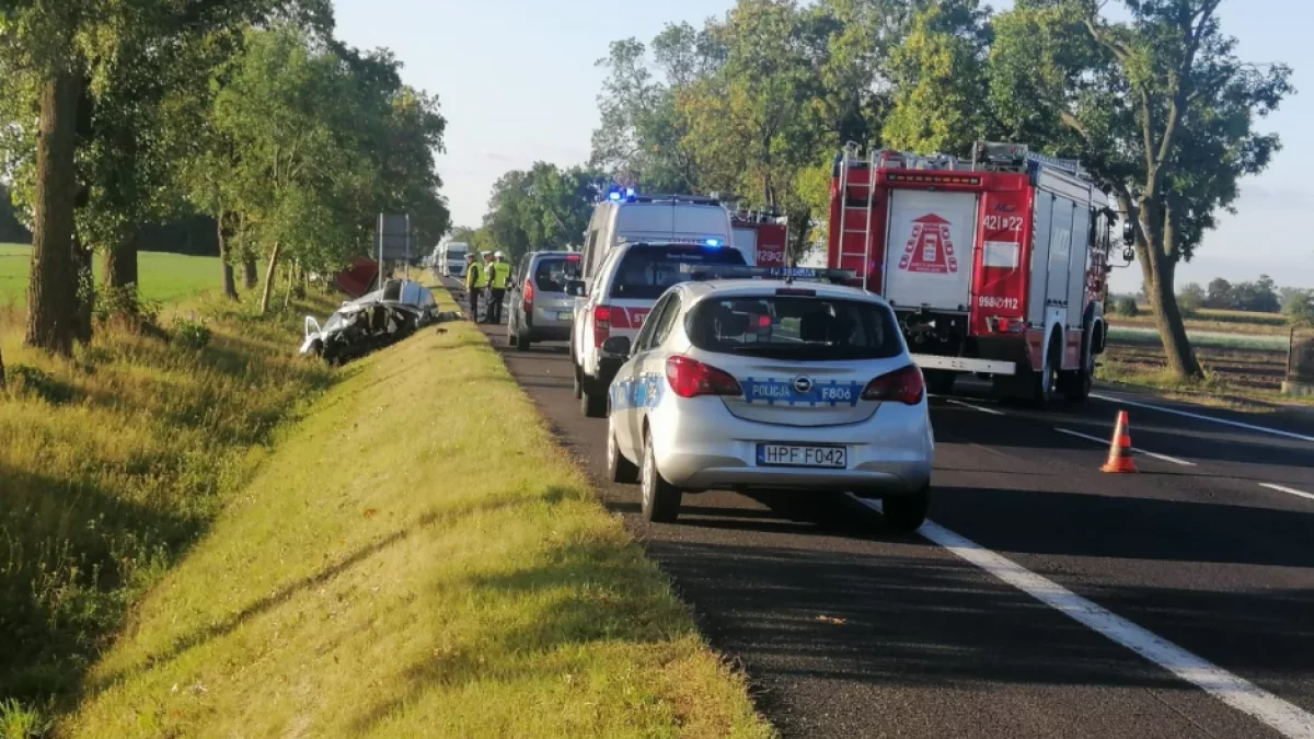 Wypadek na DK92. Droga jest zablokowana, na miejscu pracują służby