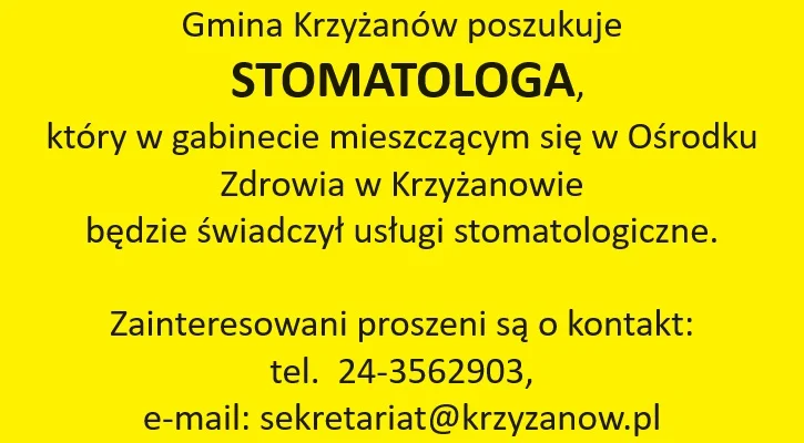 Gmina Krzyżanów poszukuje stomatologa - Zdjęcie główne