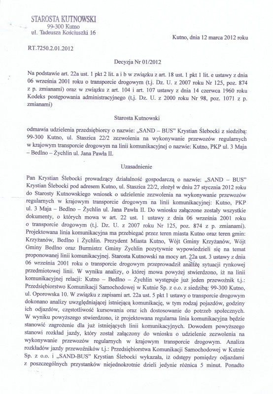 Kontrowersyjna decyzja starosty! Powiat blokuje busy do Żychlina! - Zdjęcie główne