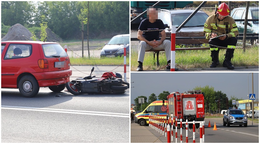 Zderzenie skutera i samochodu. Jedna osoba ranna [ZDJĘCIA] - Zdjęcie główne