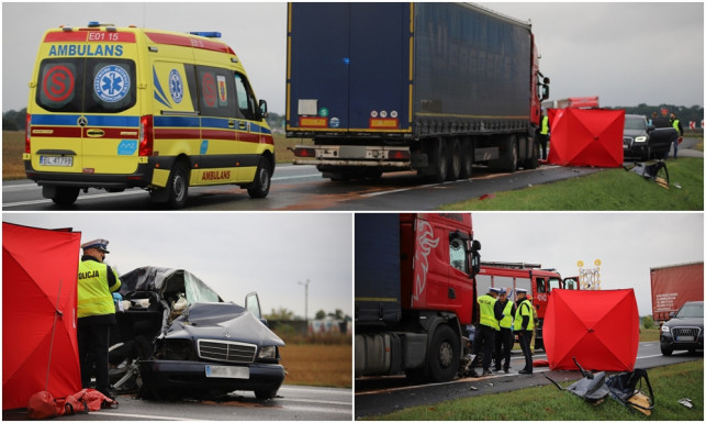 [AKTUALIZACJA, ZDJĘCIA] Tragedia na drodze krajowej. Nie żyją dwie młode osoby, ciężko ranne dziecko - Zdjęcie główne