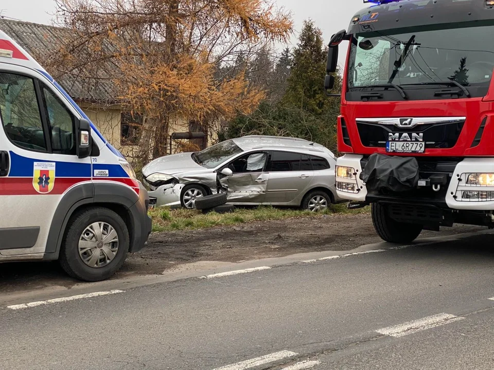 Wypadek pod Kutnem. Samochód wbił się w ogrodzenie [ZDJĘCIA] - Zdjęcie główne