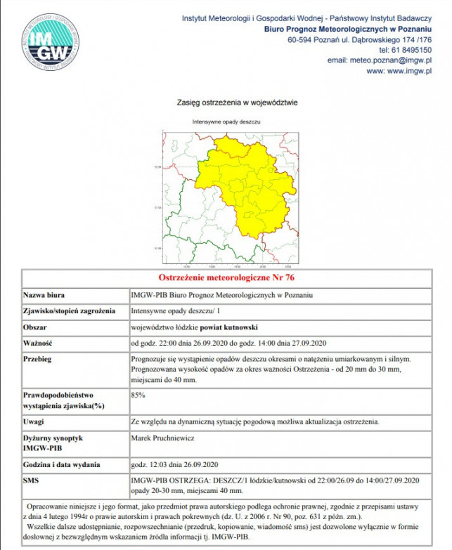 Ostrzegają powiat kutnowski. Możliwe gwałtowne ulewy - Zdjęcie główne