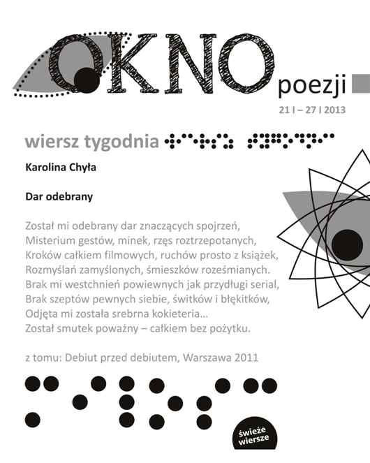 "Dar odebrany" w Oknie Poezji - Zdjęcie główne