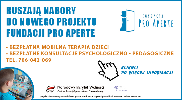 Ruszają nabory do nowego projektu Fundacji Pro Aperte - Bezpłatna Mobilna terapia dzieci - Zdjęcie główne