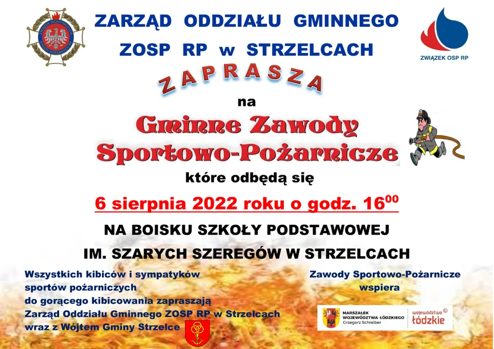 6 sierpnia, godz. 16:00 - zawody sportowo-pożarnicze w Strzelcach