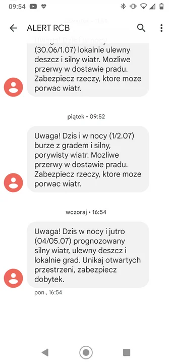 Mieszkańcy Kutna i powiatu otrzymali sms-owe alerty RCB. zdaniem Łowców Burz nie było to konieczne
