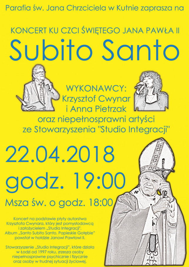 Koncert Santo Subito Santo w Kutnie - Zdjęcie główne