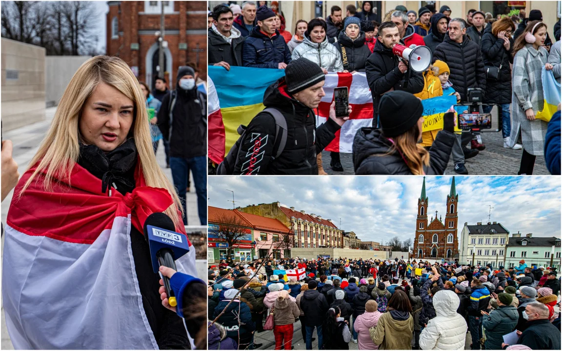 Mieszkańcy Kutna solidarni z Ukrainą. Manifestacja w centrum miasta [ZDJĘCIA] - Zdjęcie główne