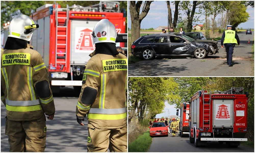 Wypadek pod Kutnem. Na miejscu policja i straż pożarna [ZDJĘCIA] - Zdjęcie główne