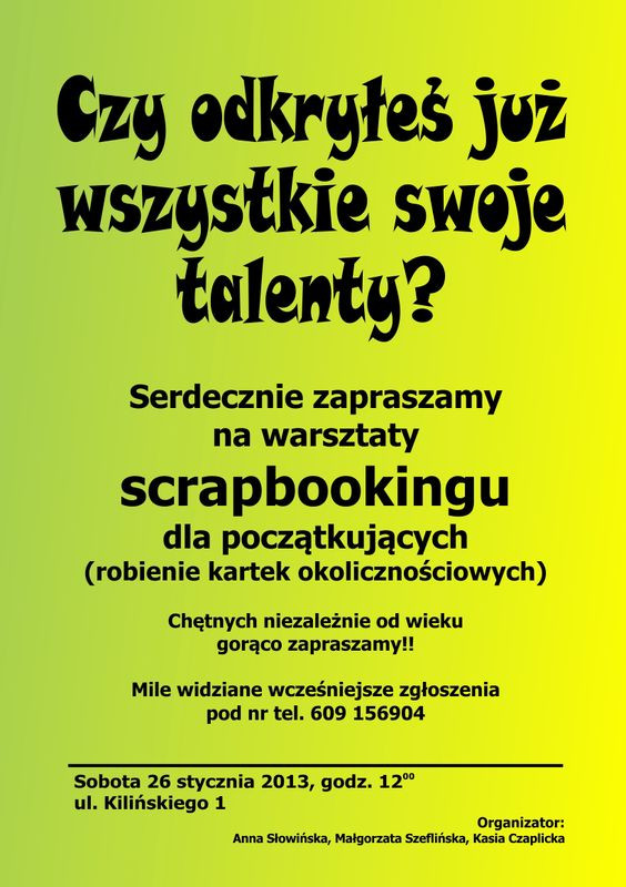 Warsztaty scrapbookingu - Zdjęcie główne