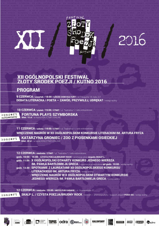 XII Ogólnopolski Festiwal Złoty Środek Poezji - Zdjęcie główne