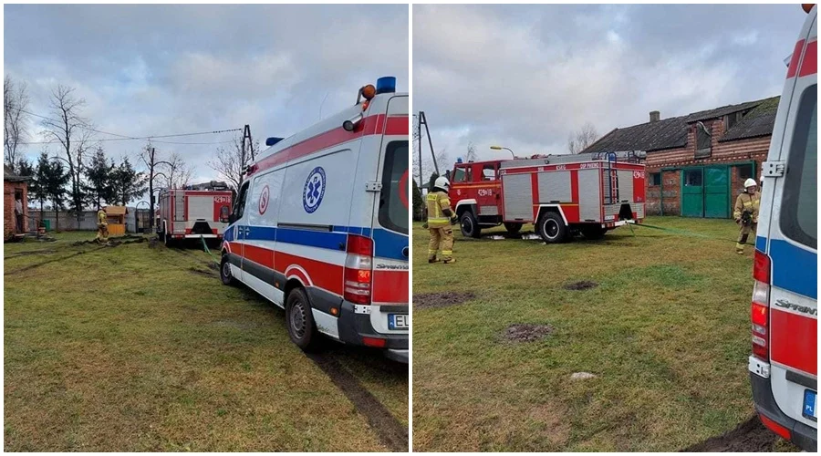 Karetka z pacjentem zakopana w błocie. Pomogli strażacy [ZDJĘCIA] - Zdjęcie główne