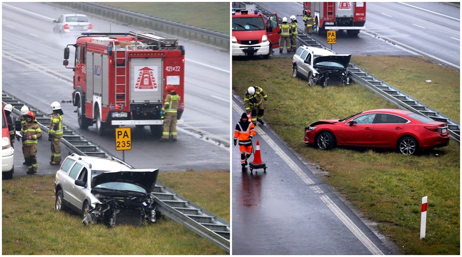 Akcja służb na autostradzie pod Kutnem. Zderzyły się dwie osobówki [ZDJĘCIA] - Zdjęcie główne