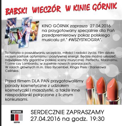 Zapraszamy na Babski Wieczór do Kina Górnik! - Zdjęcie główne