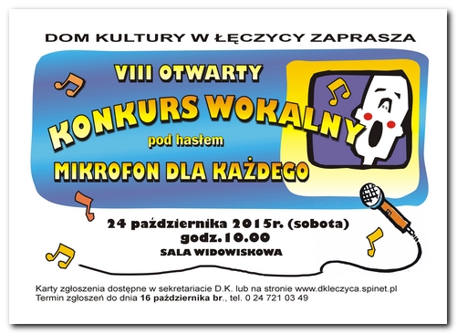 VIII Otwarty Konkurs Wokalny "Mikrofon dla każdego" - Zdjęcie główne