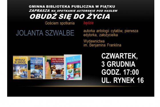 W bibliotece w Piątku spotkanie z Jolantą Szwalbe - Zdjęcie główne