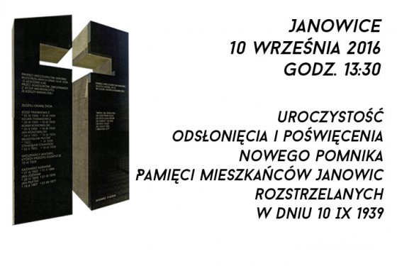 Uroczystość odsłonięcia i poświęcenia nowego pomnika Pamięci Mieszkańców Janowic rozstrzelanych 10 IX 1939r. - Zdjęcie główne