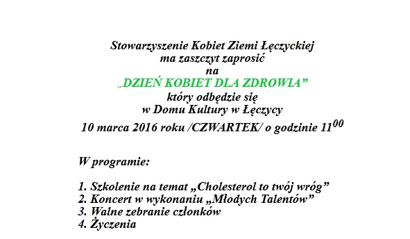 „Dzień kobiet dla zdrowia”  - Zdjęcie główne