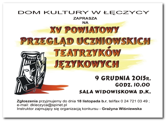 XV Powiatowy Przegląd Uczniowskich Teatrzyków Językowych - Zdjęcie główne