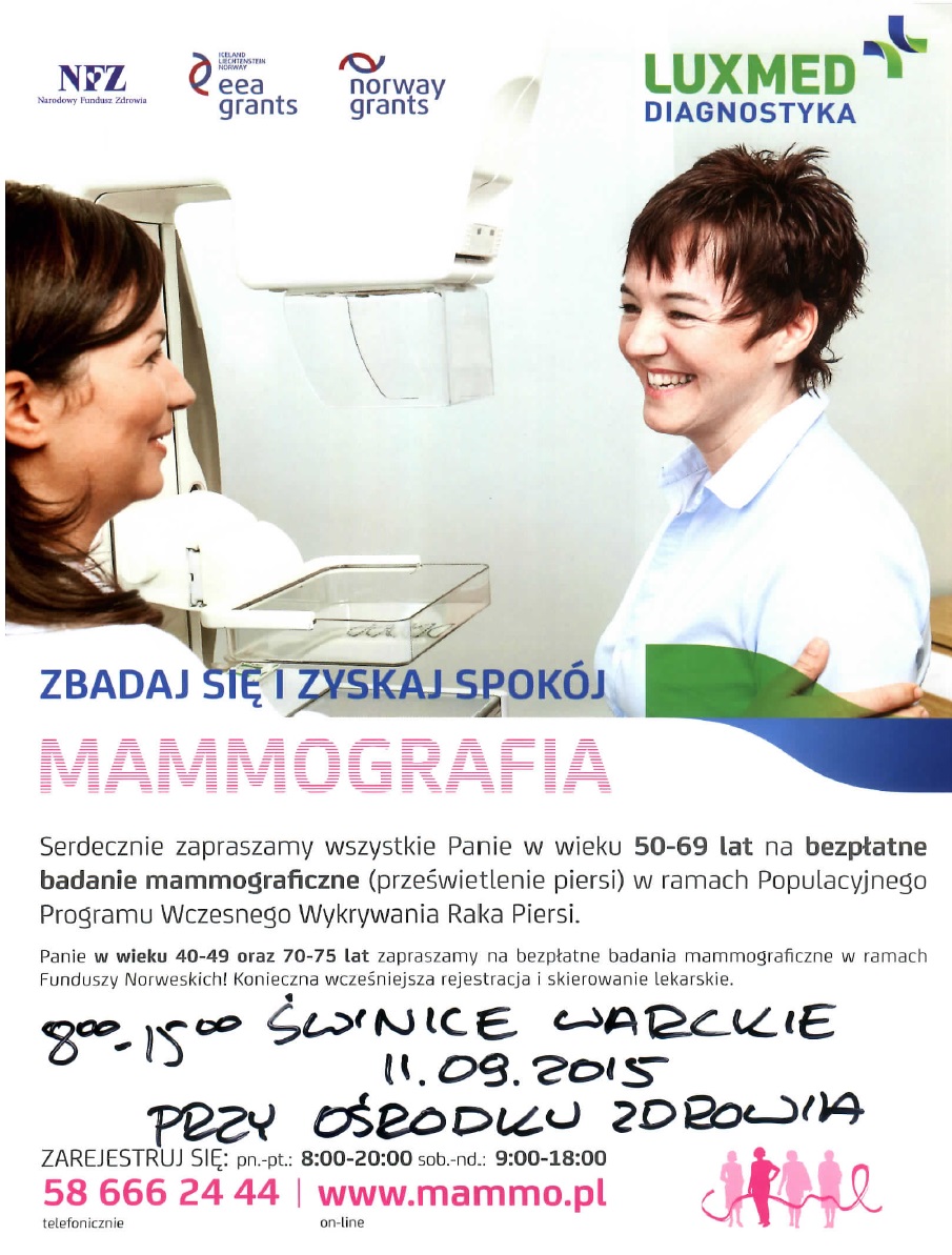 Bezpłatne badania mammograficzne w Świnicach Warckich - Zdjęcie główne