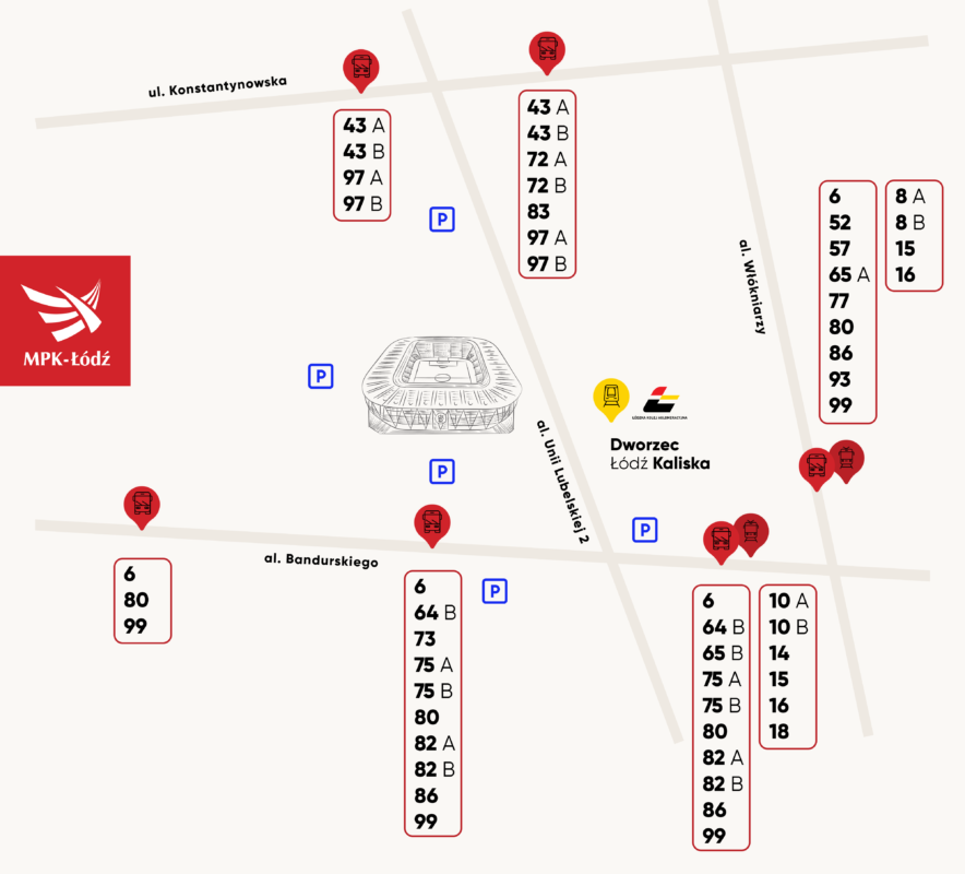 Dojazd na stadion ŁKS-u, grafika: ŁKS Łódź