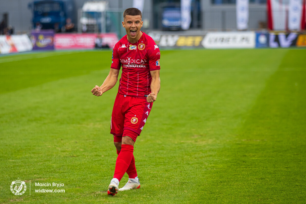 Stal Mielec - Widzew Łódź, radość Jakuba Sypka/fot. Marcin Bryja, widzew.com
