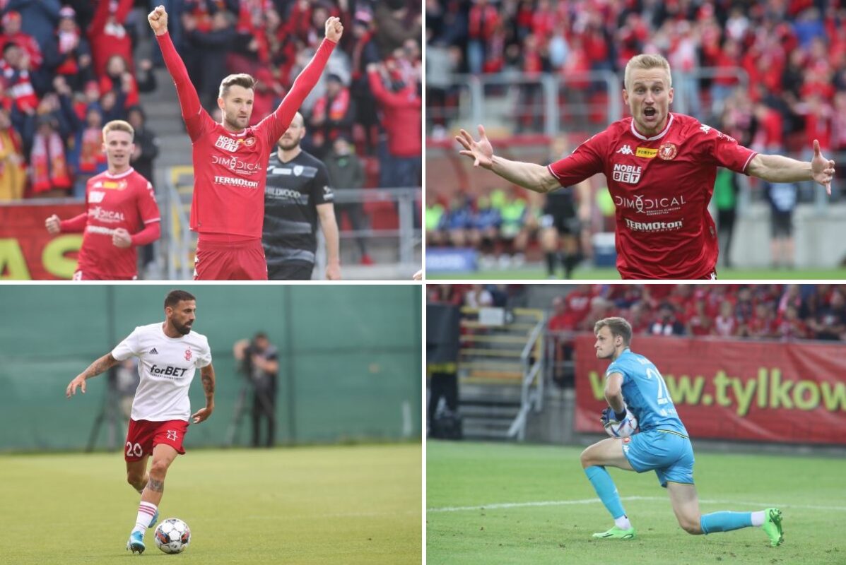 Piłkarz Roku Łódzkiego Sportu 2022, Marek Hanousek, Bartłomiej Pawłowski, Pirulo i Henruch Ravas/fot. Marian Zubrzycki