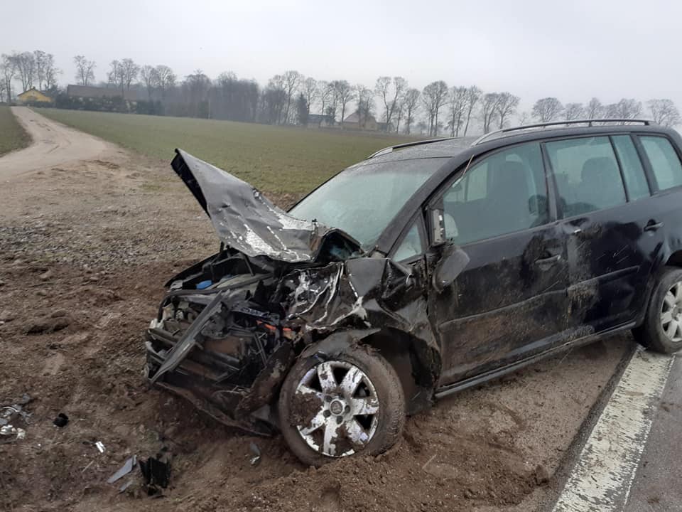 Wypadek w powiecie płockim. Samochód wypadł z drogi i uderzył w drzewo [ZDJĘCIA] - Zdjęcie główne