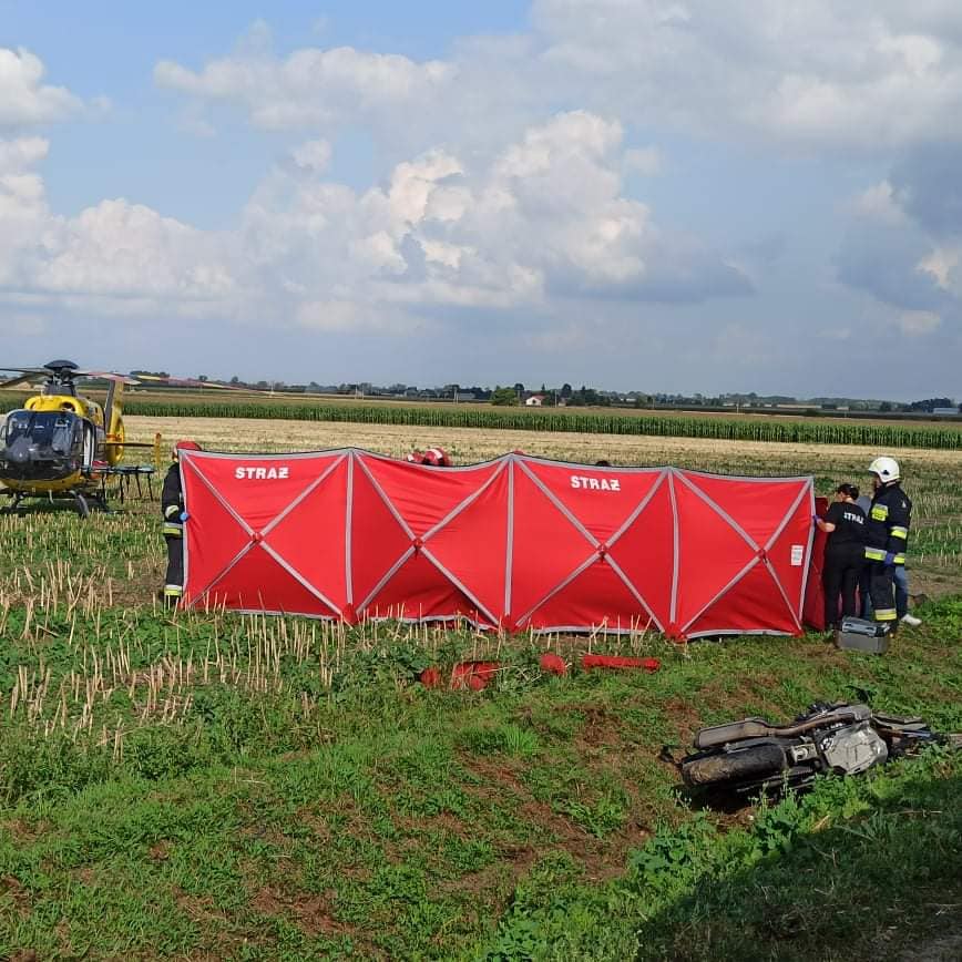 Poważny wypadek. Motocyklista w ciężkim stanie przewieziony do szpitala [ZDJĘCIA] - Zdjęcie główne