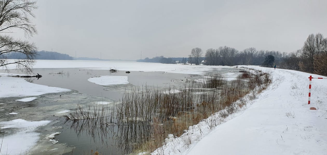 Pierwsze poranne pomiary poziomu wody. 2 wodowskazy pokazują wzrosty, 2 spadki  - Zdjęcie główne