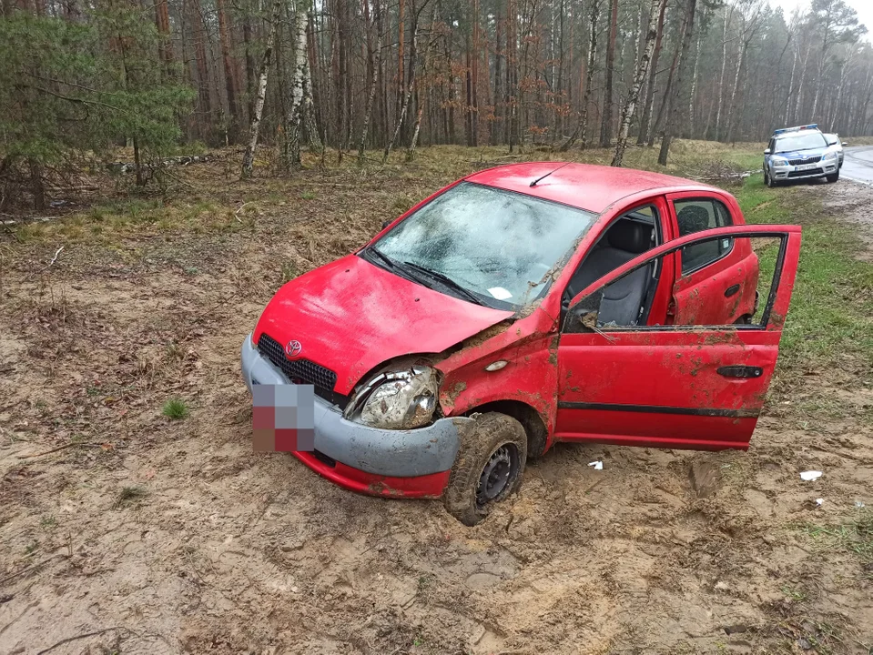 Dachowanie samochodu niedaleko Płocka. W środku dwie starsze osoby - Zdjęcie główne