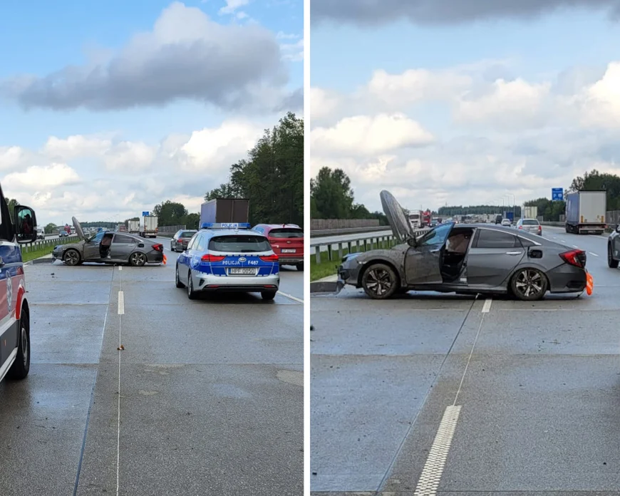 Brawurowa jazda zakończona na barierkach. Zdarzenie na autostradzie A1 - Zdjęcie główne