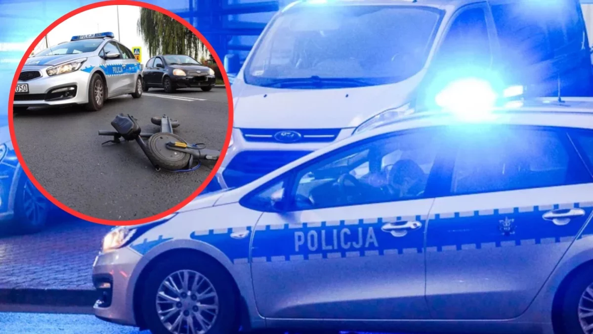Niebezpieczne zdarzenie w Piotrkowie. Nastolatki jechały razem hulajnogą, jedna trafiła do szpitala